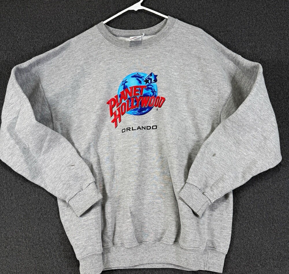 Planet Hollywood Orlando Sweatshirt XL Gray Crewneck Logo Graphic Pullover